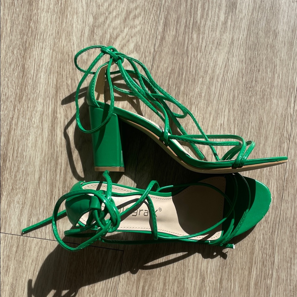 Allegra K Emerald Green Strappy Heels